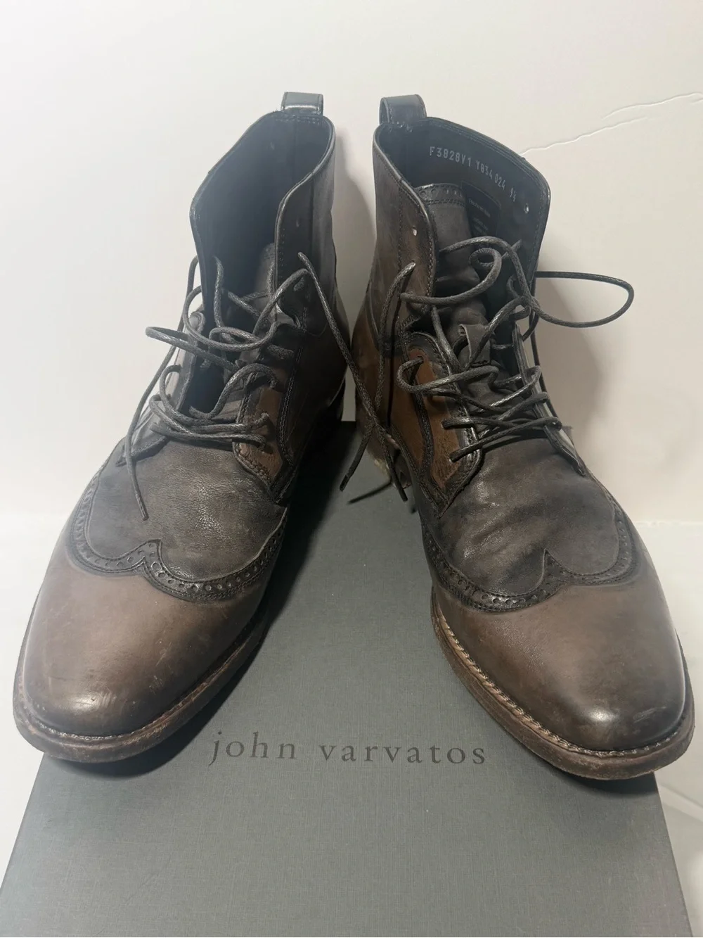 John Varvatos Brown Leather Chukka Wingtip Boots